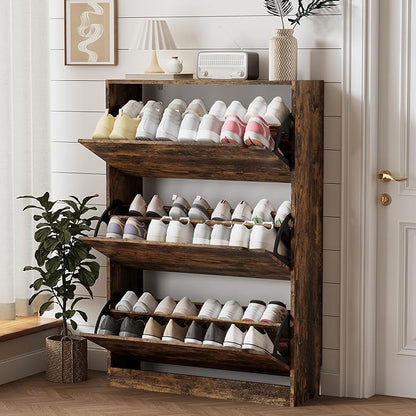 Ez Thin Wooden Shoe Rack – 3 Doors