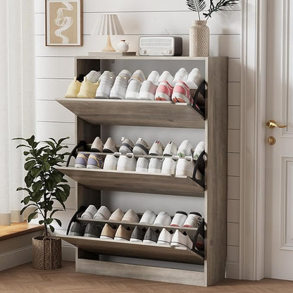 Ez Thin Wooden Shoe Rack – 3 Doors