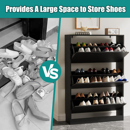 Ez Thin Wooden Shoe Rack – 3 Doors