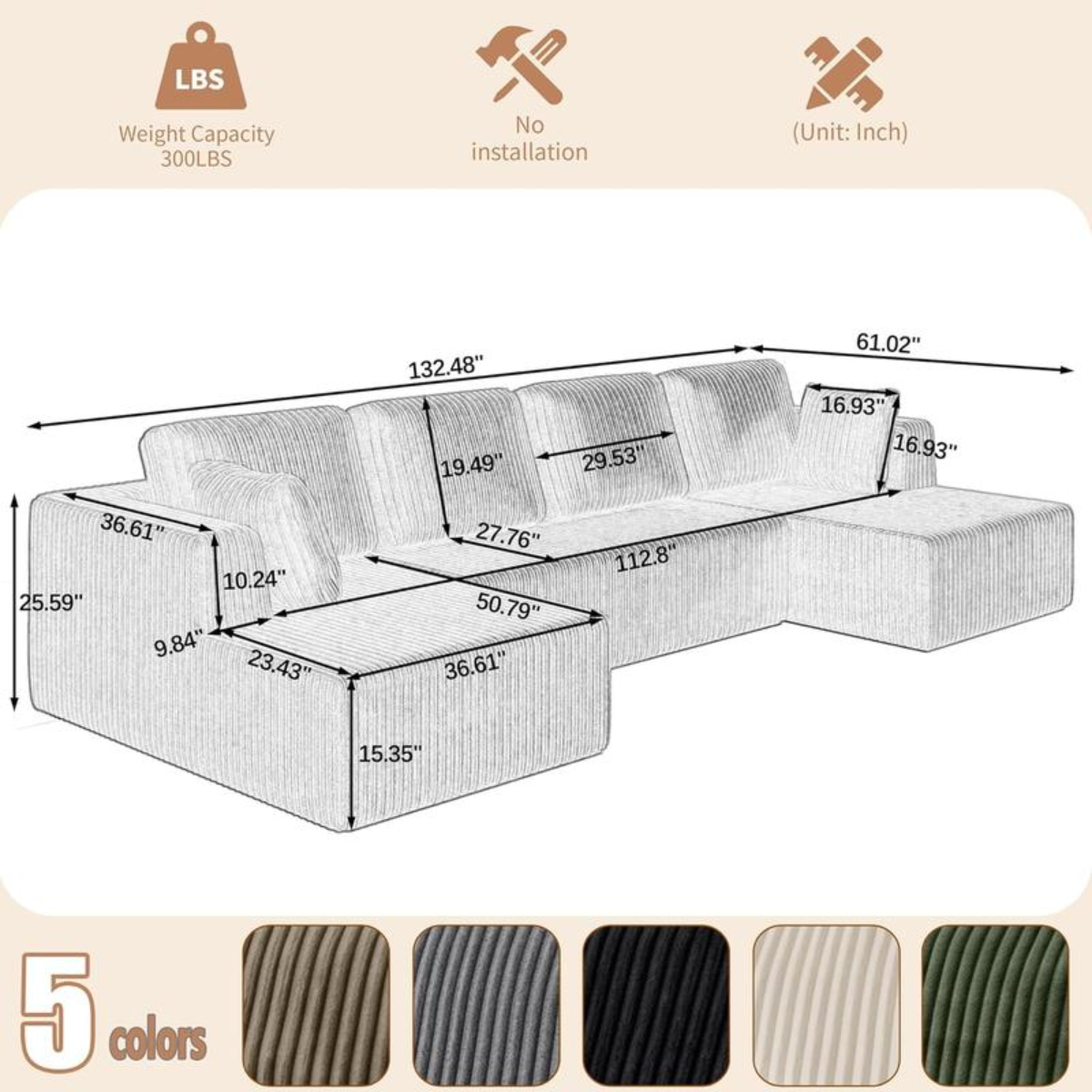 3-Unit Modular Sofa☁️– Flexible Design