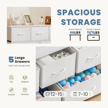 Fabric Dresser Organizer 🧺 – 5 Drawers, Versatile Storage
