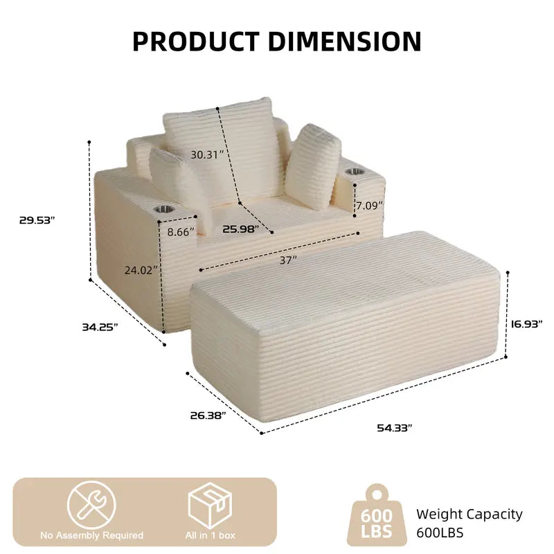 Boneless Chaise Lounge ☁️ – 64" Comfort